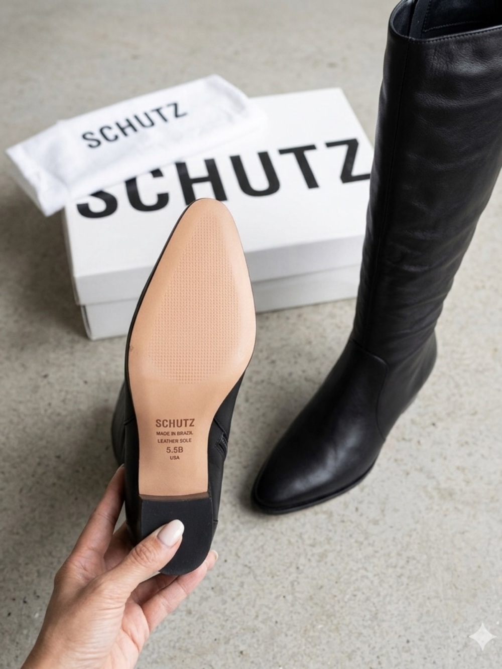 SCHUTZ Fantinne Black Leather Tall Boots - NIB - Size 5.5